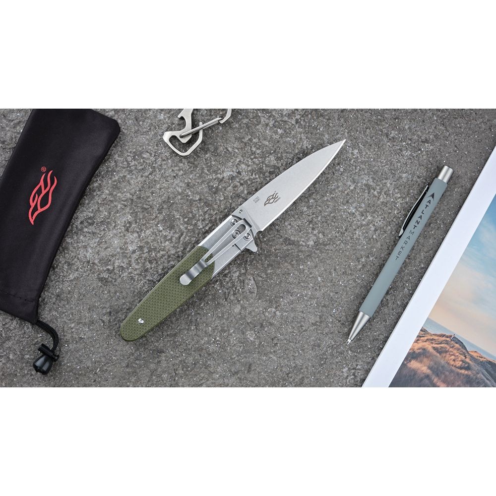 Ніж складаний туристичний Ganzo G743-2 (8.7 см) 440C шорсткий / G10 зелений