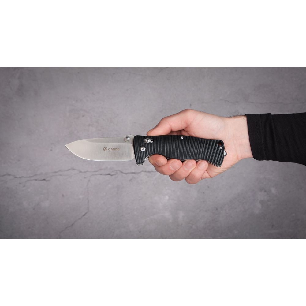 Ніж складаний туристичний Ganzo G720 (9 см) 440C / G10 чорний