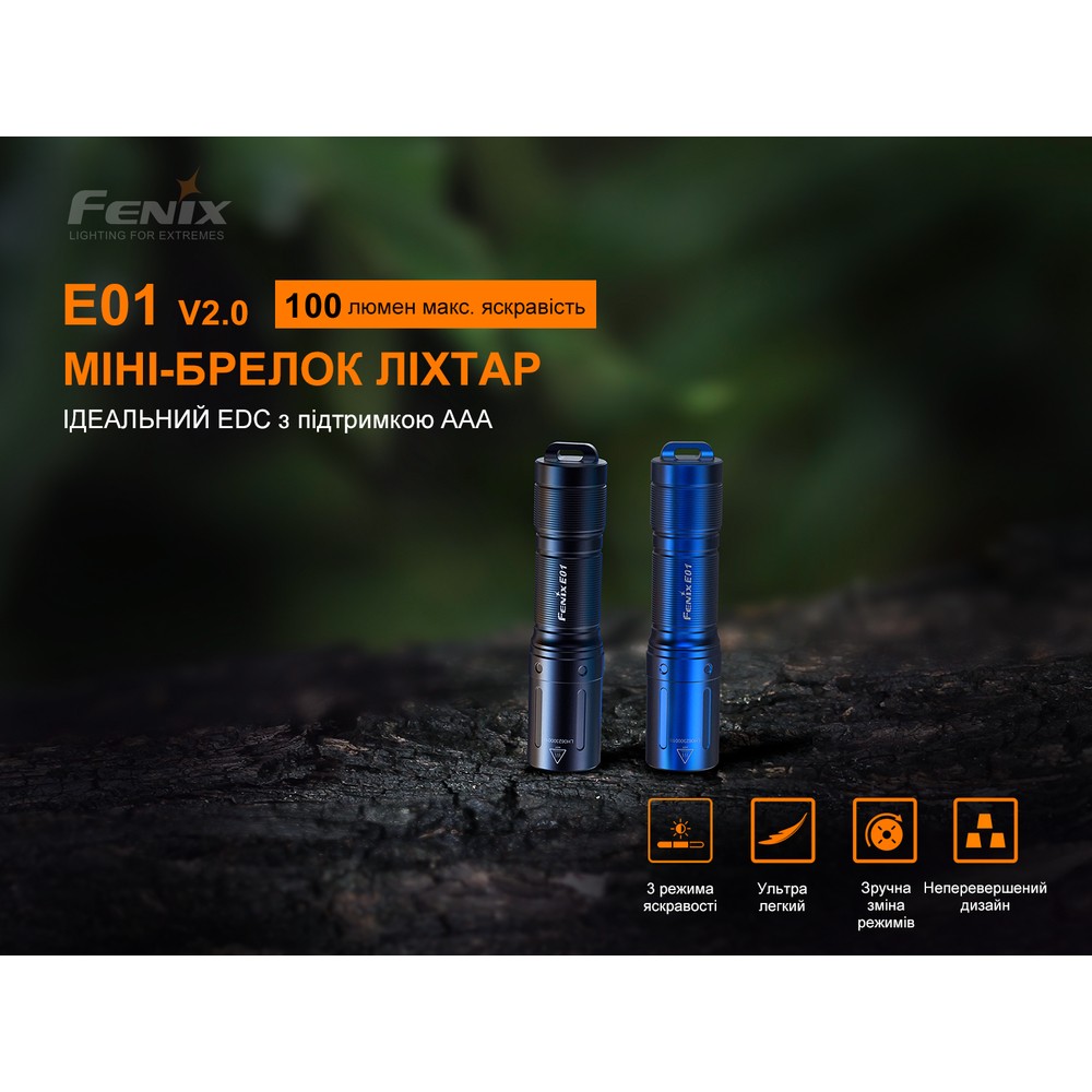 Ліхтар ручний Fenix E01 V2. блакитний