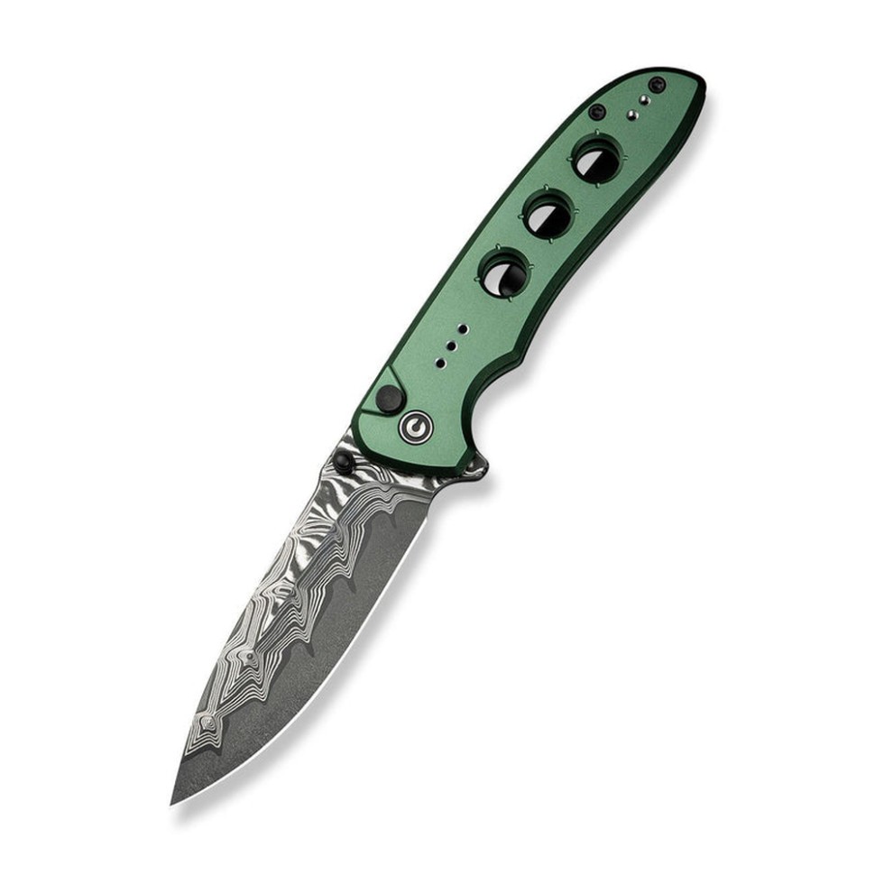 Ніж складаний туристичний Civivi Hyperpulse, Damascus / Aluminum темно-зелений
