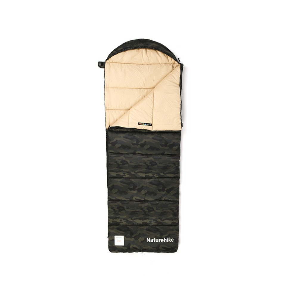 Спальний мішок з капюшоном Naturehike M320 CNK2350WS023, зелений камуфляж, правий