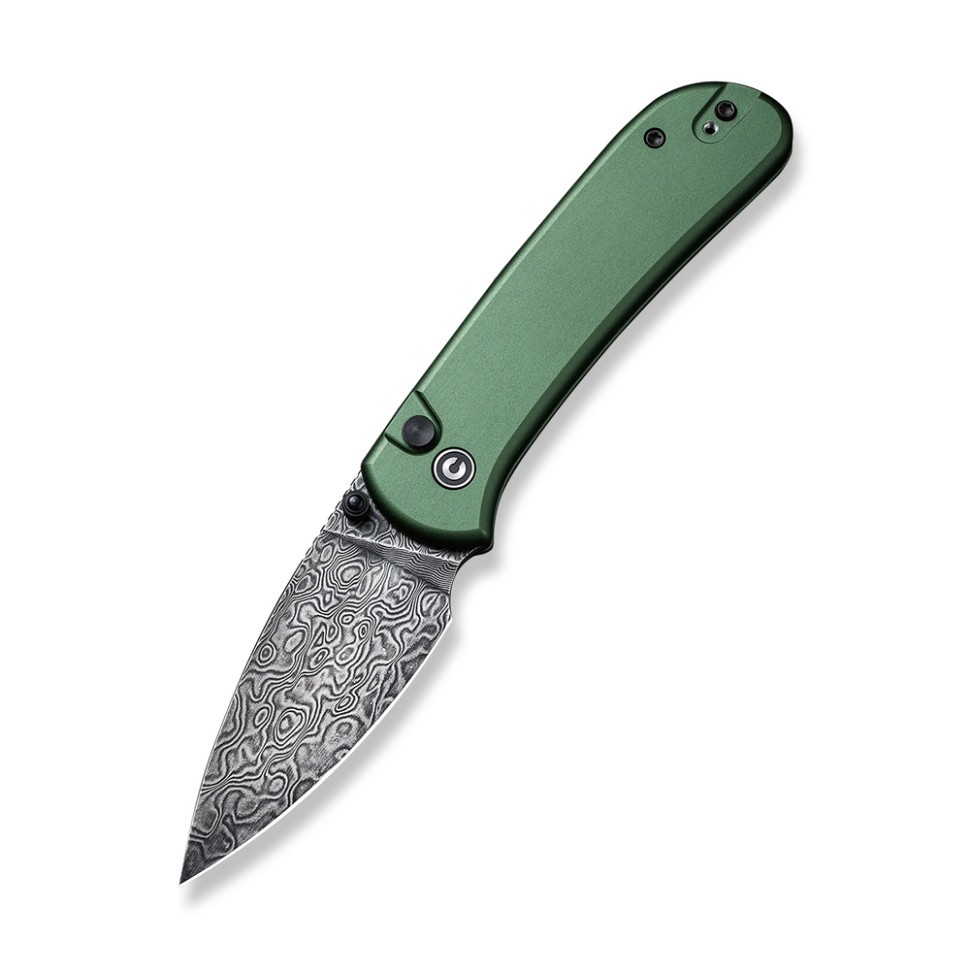 Ніж складаний кишеньковий Civivi Qubit, Damascus / Aluminum темно-зелений