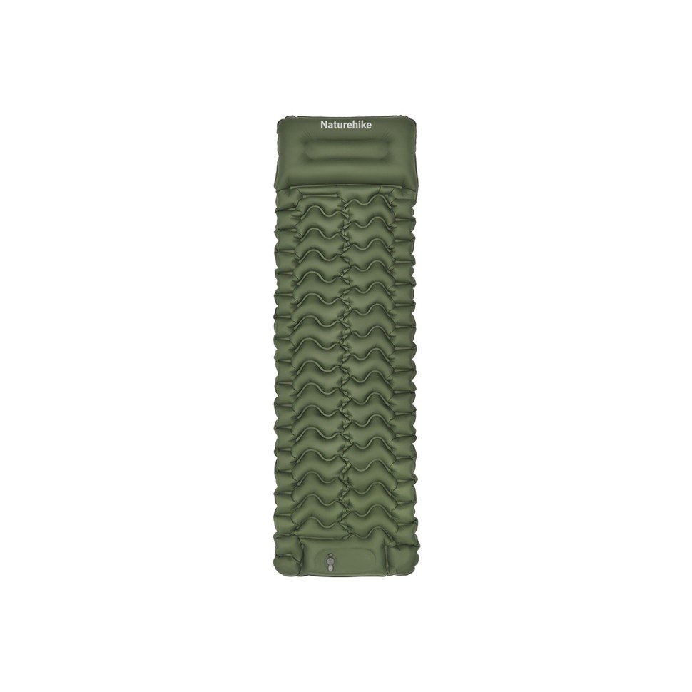 Матрац туристичний надувний одномісний Naturehike CNK2550WS019, 200х60х6. , зелений із вбудованою помпою для надування
