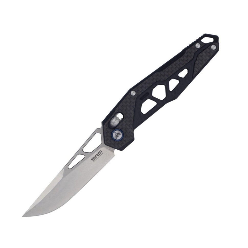 Ніж складаний туристичний SRM Mecha 9225-KB (8.3 см) D2 / G10 , карбон чорний