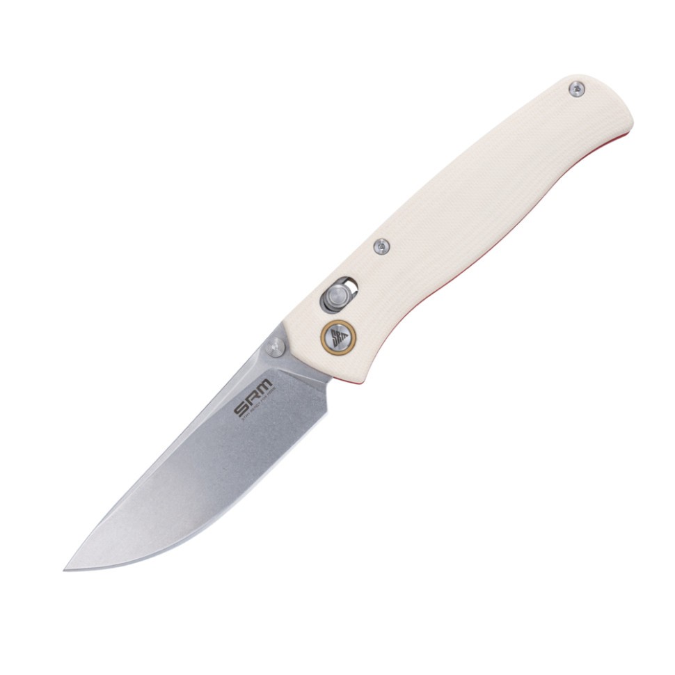 Ніж складаний туристичний SRM Medal 255L-GT2 140Cr / G10 білий