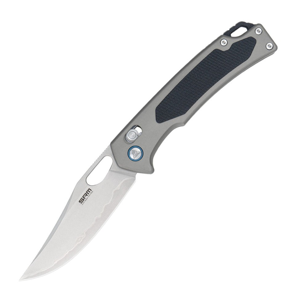Ніж складаний туристичний SRM Retriever 9203-AK (9 см) 140Cr / G10 чорно-сірий