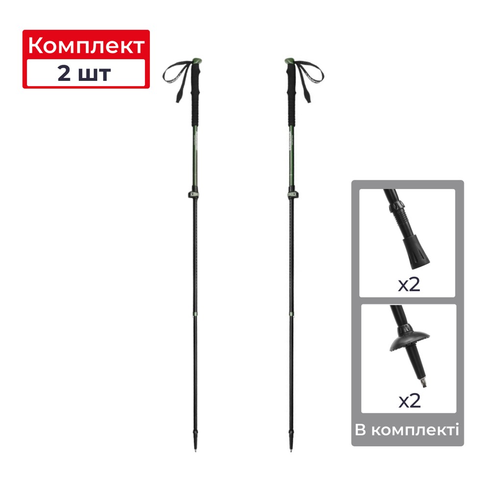 Трекінгові телескопічні палиці 2шт Naturehike CNK2550DS010 Sunlit Terk Base, - , зелена