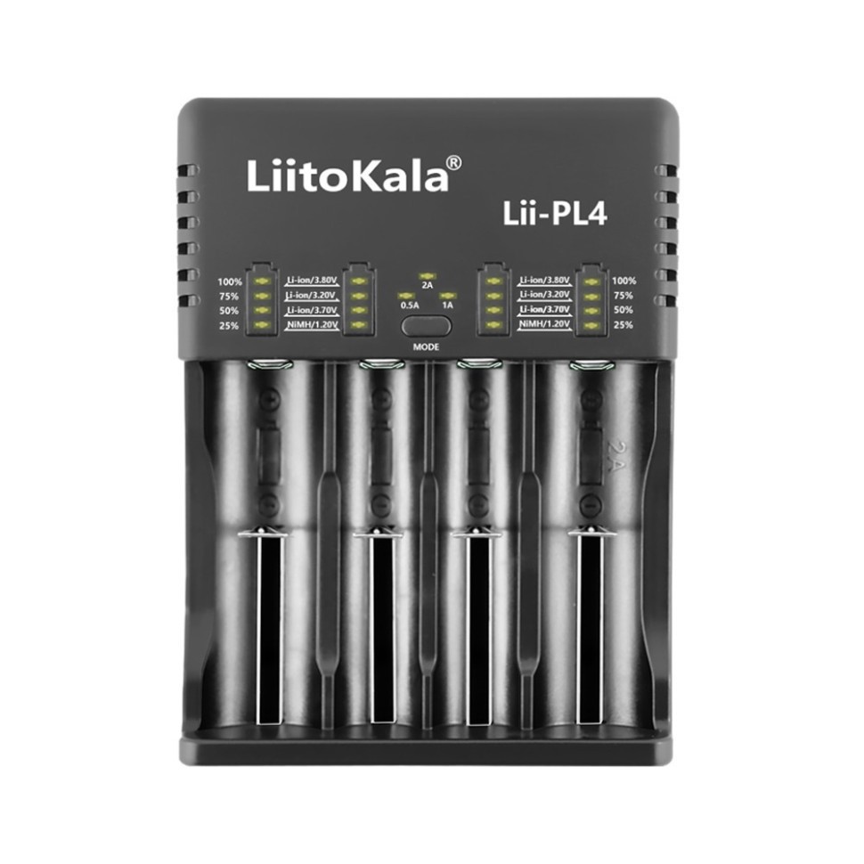 Зарядний пристрій Liitokala Lii-PL4, 4 канала, Ni-Mh/Li-ion/LiFePO4, 220V/12V, LED, Box