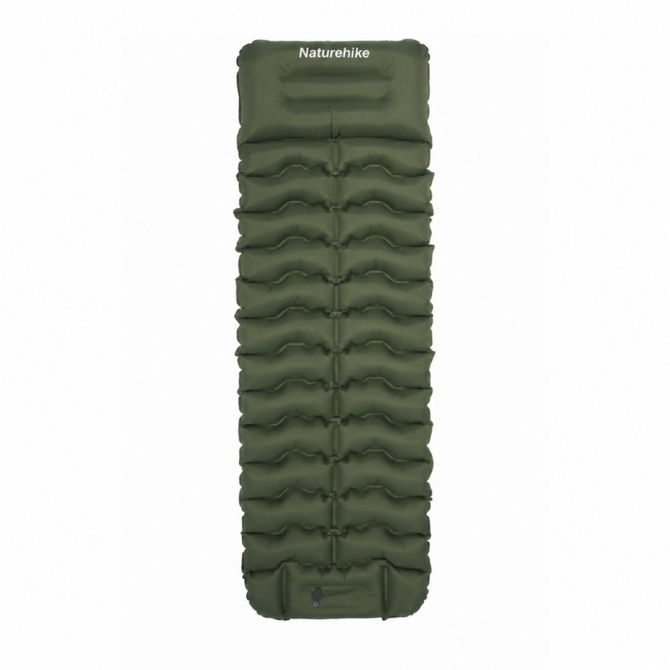 Матрац туристичний надувний одномісний Naturehike CNK2550WS019, 200x60x9.5 см, зелений, прямокутний із вбудованою помпою
